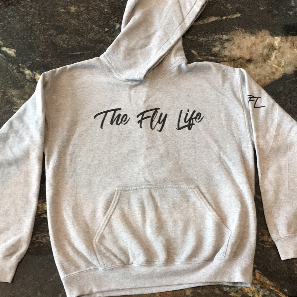 The Fly Life gray hooded sweatshirt - Picture 1 of 4